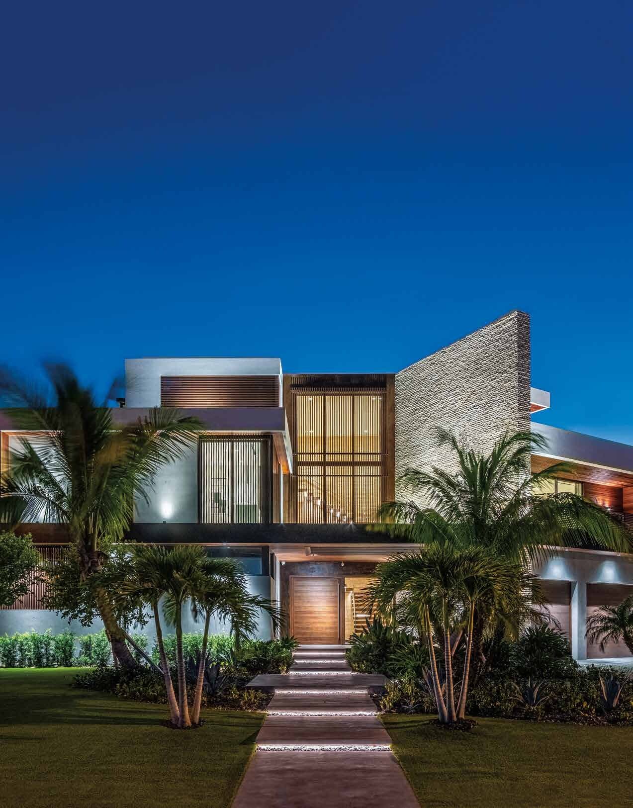 Fort Lauderdale Home Building The Nature of Design - Waterfront Residence Exterior at Night